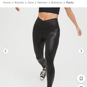 Aerie Faux Metallic Leggings - Black